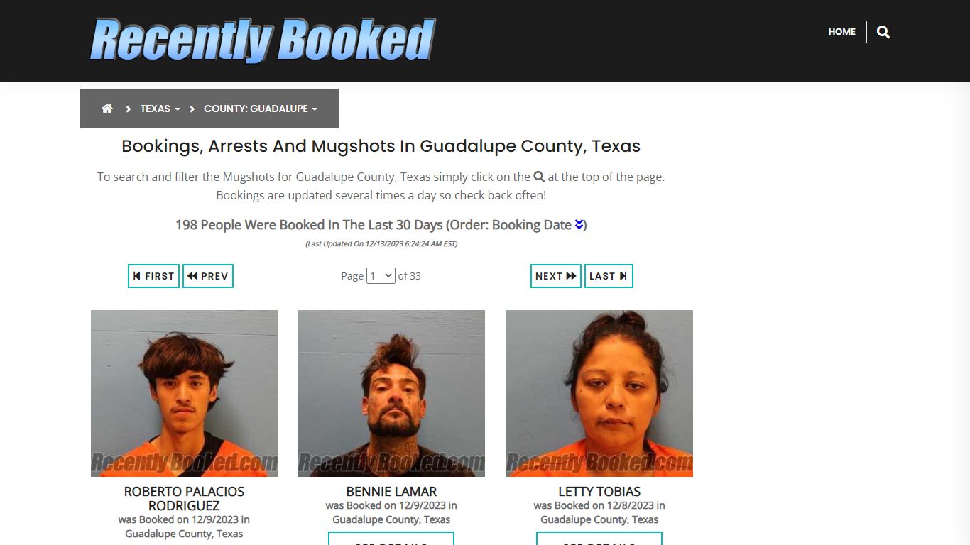 Bookings, Arrests and Mugshots in Guadalupe County, Texas - Recently Booked